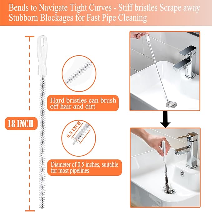 Drain Snake Auger(33 Feet), Plumbing Snake Drain Hair Clog Removal Tool, Heavy Duty Snake Auger, Sink Unclogger Drain Cleaner Tool for Bathroom Kitchen Tub Shower Drain Clog Remover with Gloves
