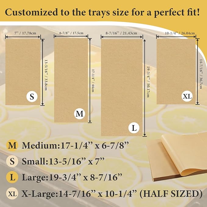 300 PCS Freeze Dryer Tray Mats for Harvest Right Dryer - Freeze Dryer Parchment Paper Set for Medium Trays - Non-Stick Baking Mats One-Off Parchment Paper Harvest Right Accessories (17" x 6.8")
