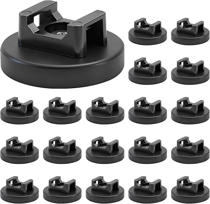 20Pcs Magnetic Zip Tie Mounts, Multipurpose Cable Zip Tie Mounts Magnetism Wire Clamps Holders Organizer Management Clips Electrical Supplies for Home Marine Electrical Office Wiring, Black (36mm)