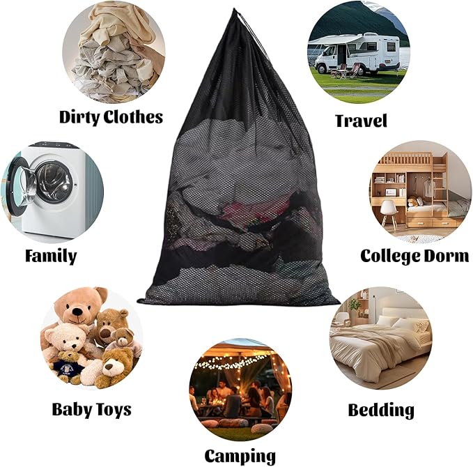 Laundry Bag Mesh Laundry Bags Mesh Wash Bags,Travel Laundry Bags For College Dorm Travel Family -23×34 Inch