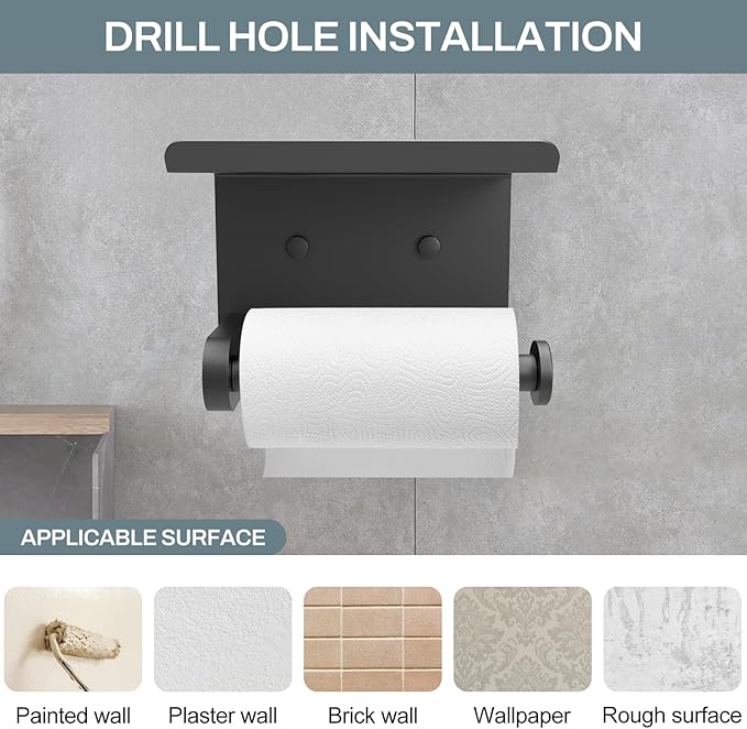 SetSail Toilet Brush and Plunger Set, Toilet Plungers for Bathroom Heavy Duty & Toilet Paper Holder with Shelf Adhesive or Screw