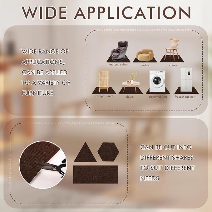 Recliner Pads for Hardwood Floors Non Skid, 35"x35" Furniture Pads Floor Mats for Carpet, Anti Slide Office Chair Mat for Floor Protector, Chairs Recliner Rug Non Slip Recliner Grippers (1 Pack-Coffee
