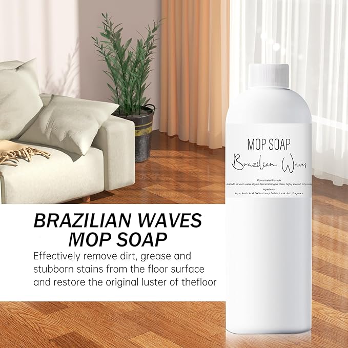2PCS Brazilian Waves Mop Soap, Luxury Natural Scented Multi Purpose Cleaner, Hardwood Floor Mop Soap for Floor Cleaning