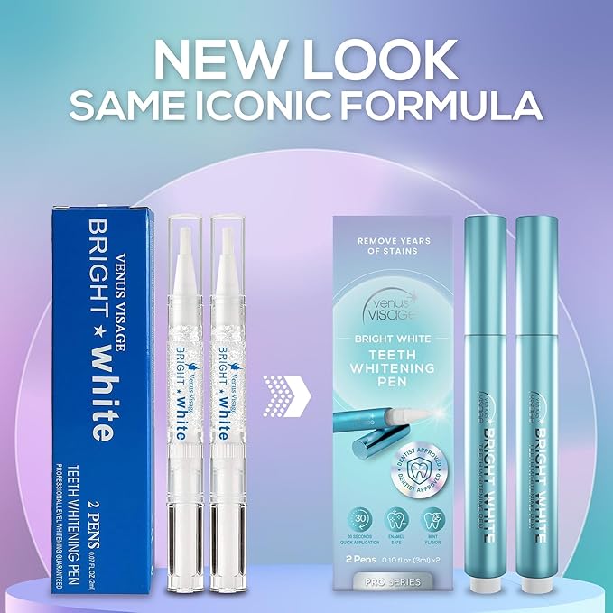 Venus Visage Teeth Whitening Pen, 40+ Uses - Teeth whitening Gel with Professional Formulation and Ingredients - Best Teeth Whitener Overnight and No Tooth Sensitivity (Mint) (0.10 Fl Oz (Pack of 4))
