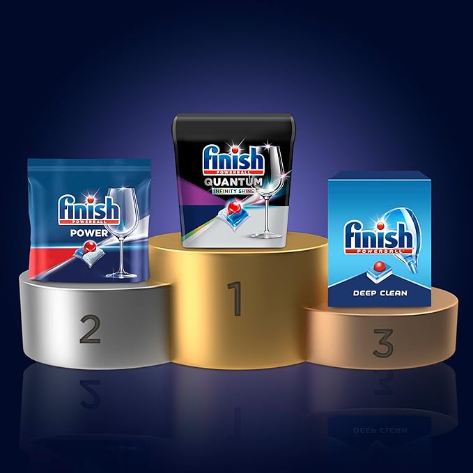 Set: Finish Quantum Shine 70 Count Dishwasher Detergent Powerball Our Best Ever Clean & Shine Dishwashing Tablets - Dish Tabs & Finish In-Wash Dishwasher Cleaner Clean Hidden Grease & Grime 3 Count
