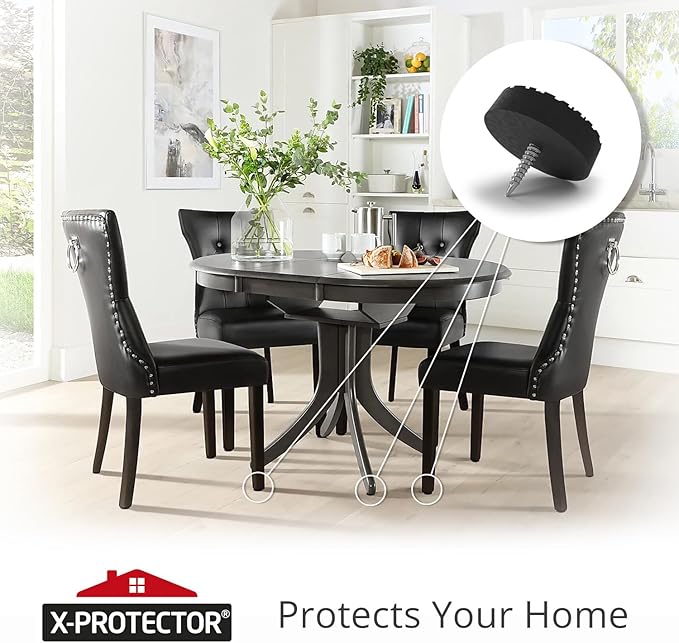 X-Protector Screw On Rubber Feet - 32 PCS 0.7" - Premium Non Slip Furniture Pads - Anti Skid Pads for Furniture Feet - Chair Leg Protectors - Furniture Grippers for All Surfaces - Protect Any Floors!