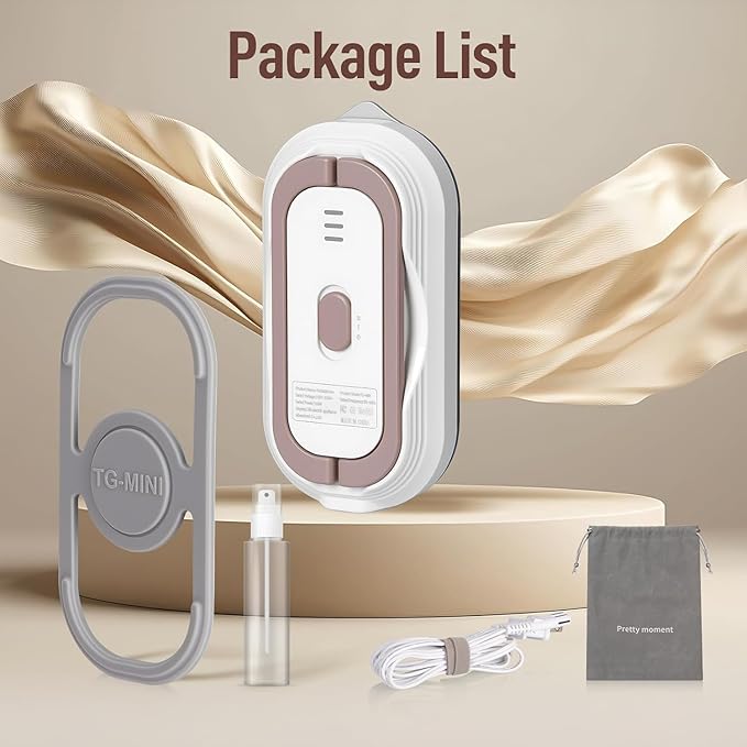 Travel Iron with Global Voltage, Mini Dry Iron for Clothes, 100-240V, 300W Max, Ceramic Non-Stick Soleplate, 0.8lbs Lightweight, 60s Heat Up