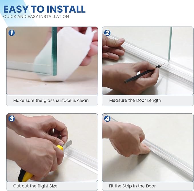 2 Pack Frameless Shower Door Bottom Seal with Long Sweep, Ultra Clear Glass Door Silicone Seal Strip (1/2'' X 36'') Suitable for 12mm Glass -Stop Shower Leaks Frameless Shower Door Seal Strip