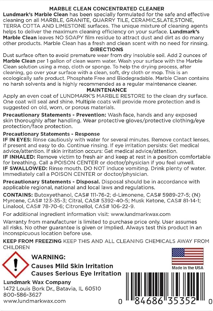 Lundmark Marble Cleaner, 32-Ounce, 3535F32-6, Clear
