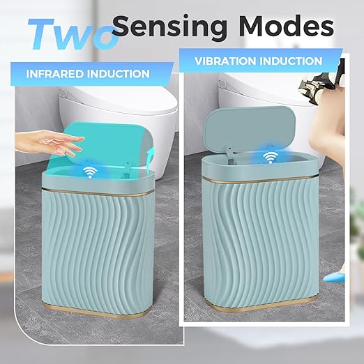 Bathroom Small Trash Can with Automatic Touchless Lid, 2.6 Gallon Smart Garbage Can Narrow Waterproof Trash Bin for Bedroom, Office, Living Room