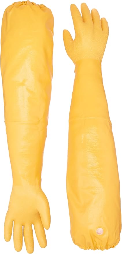 Showa Atlas 772 M Nitrile Elbow Length Chemical Resistant Gloves, 26", Yellow
