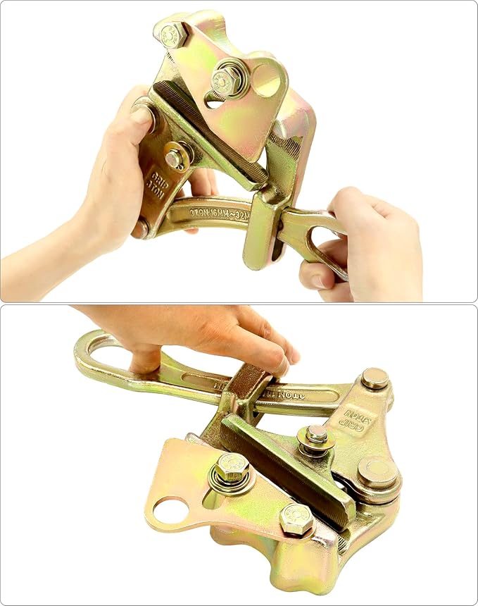 QWORK 6613lb Cable Grip Steel Wire Gripper, 2 Pack 3T Rope Jaw Puller, Clamp Puller