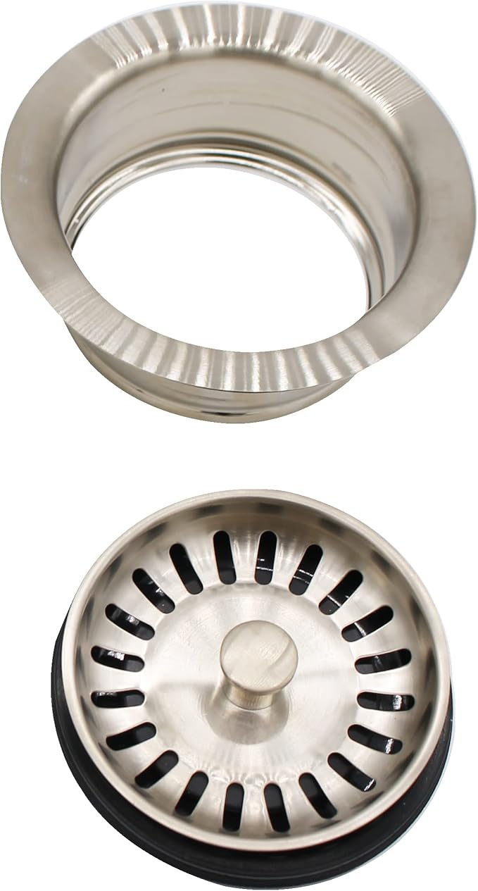 Westbrass D2089SEV-07 3-1/2" Kitchen Sink Waste Disposal Drain Flange and Basket Strainer, 1-Pack, Satin Nickel