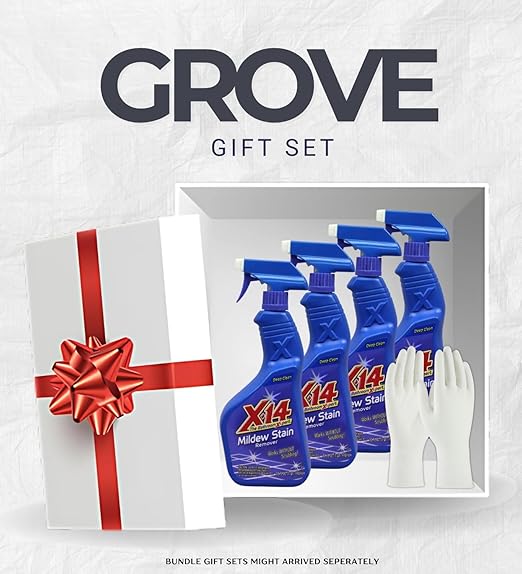 4x Malco X-14 Stain Remover 1 qt Bundle with Cleaning Gloves for Bathroom, Kitchen, and Hard Surface Stain Removal โ Gift Set (5 Items)