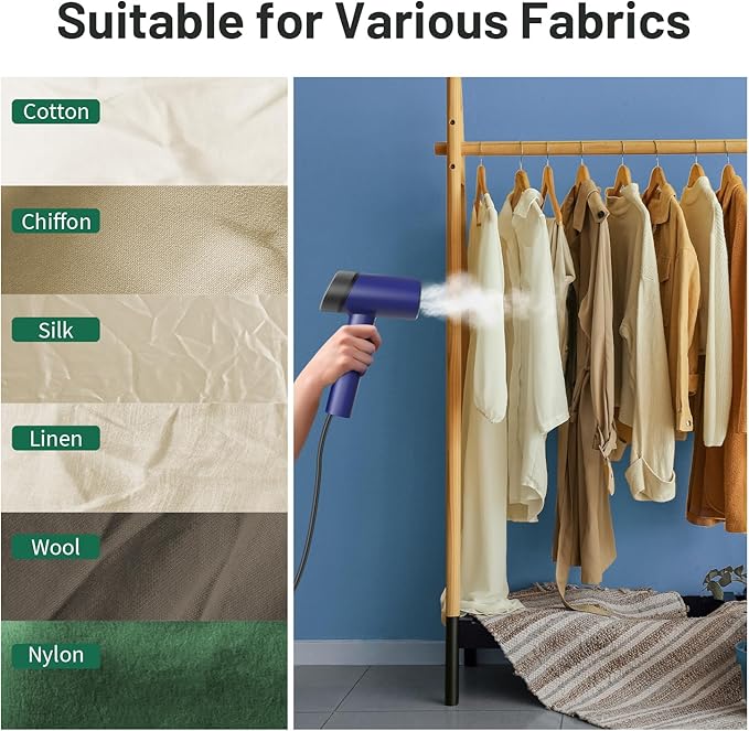 KEENSTAR Travel Steamer for Garments with Dual Voltage for Worldwide Use, 120V/220V Foldable Handheld Fabric Wrinkle Remover,15s Fast Heat-up, 1200W Horizontal & Vertical Steaming