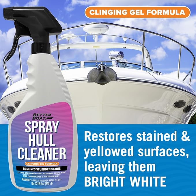 Fiberglass Boat Hull Cleaner, Marine-Grade Stain Remover & Restorer, Deck Cleaner for Boats, Pontoons, Sailboats, Pro Wash Cleaning Supplies
