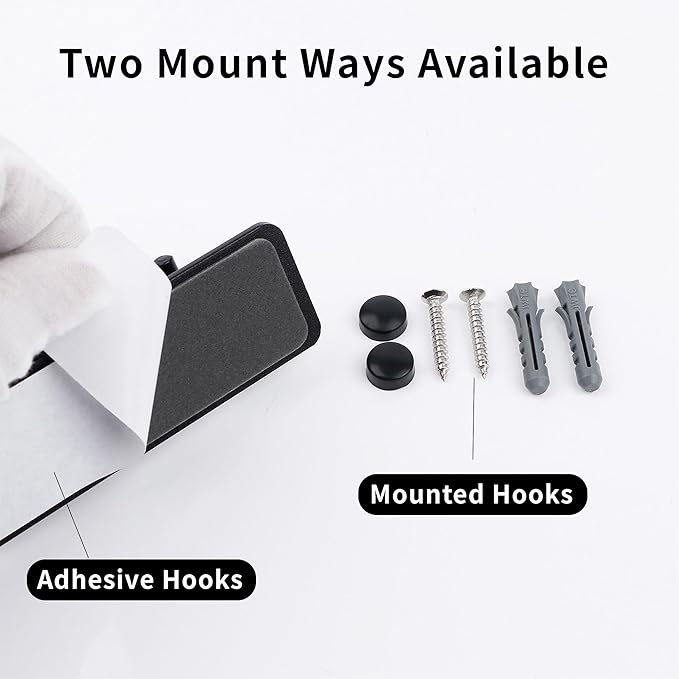 Adhesive Bathroom Black Hook Rail, 3 Matte Black Wall Key Hooks Rack Hanger Towel Robe Stick Door Hooks for Bathroom Toilet Entryway Hallway Kitchen Wall Mounted