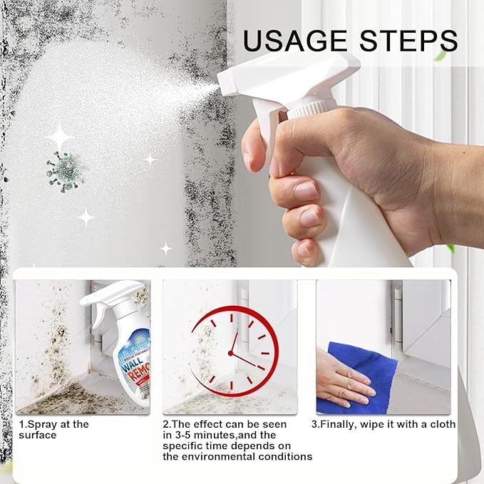 Highly Effective Removal Spray,2026New Wall Cleaner Spray,Wall Remover Multi-Surface Cleaning Solution,Dirt, Dust And Stain Remover,For Wood,Tile,Fabric,Bathrooms,Kitchens (1 Set)