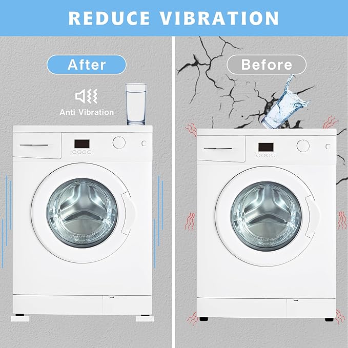 SEISSO Anti Vibration Pads for Washing Machine, Anti Slip and Noise Cancelling Washer Anti Vibration Pads, Rubber Washing Machine Stabilizer Hard Wearing Washing Machine Vibration Foot Pads, White