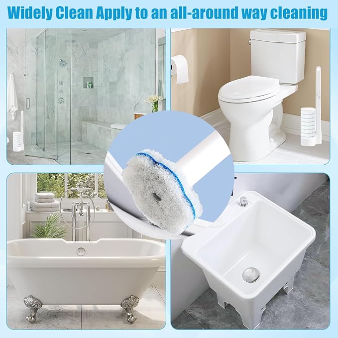 Disposable Toilet Brush and Holder Set with 48 PCS Refills, Deep Cleaning Toilet Bowl Cleaner Wands for Toilet Bowl, Sink, Toilet Cleaning System Starter Kit