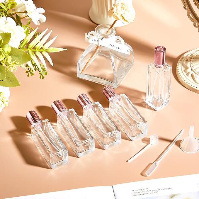 Domensi 30 Pcs 10/20/30 ml Perfume Travel Refillable Bottles Glass Spray Bottle Perfume Atomizer for Cologne Dispenser Leak-proof Fragrance Bottles Atomizer Pump Bottle Kit (Rose Gold)