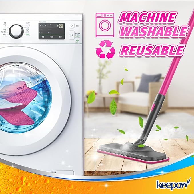 KEEPOW 8 Pack Reusable Microfiber Mop Pads Compatible with Schenley Steam Mop 7 in 1 Cleaner, Washable Replacement Mop Pads Accessories Steam Mops SLFCSM064 & SLFCSM063 for Multi Floor Cleaning