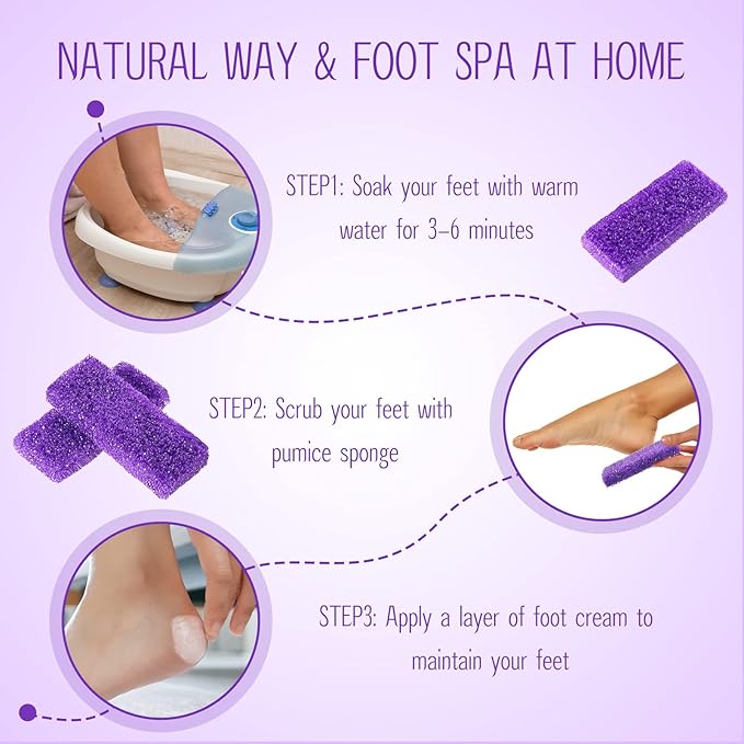 Batiyeer 300 Pcs Pumice Stone Bulk for Feet Scrubber Dead Skin Disposable Foot Pumice Foot Shower Scrubber for Heel Cuticle Callus Remover Bath Spa(Purple)