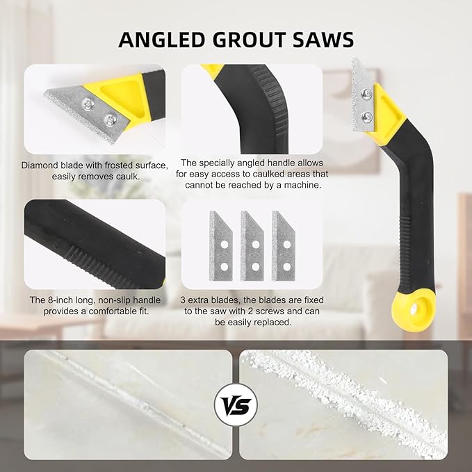 29-Piece Grout Removal Tool Kit with Tile Grout Saws, 13 Replacement Blades, Grout Remover Cone and Ball Finishing Tools for Bathroom Shower and Floor Tile Gap Cleaning