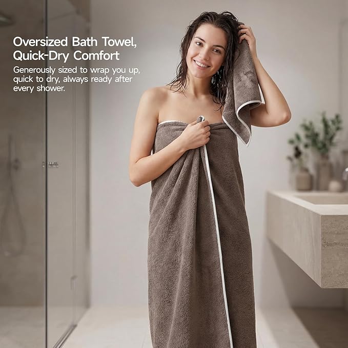REDKISS 6 Piece Towel Set - 2 Bath Sheets, 2 Hand Towels, 2 Washcloths, 670GSM Ultra Soft & Highly Absorbent, Quick Dry, Brown Bath Towel Sets for Bathroom, Spa, Hotel, Gym