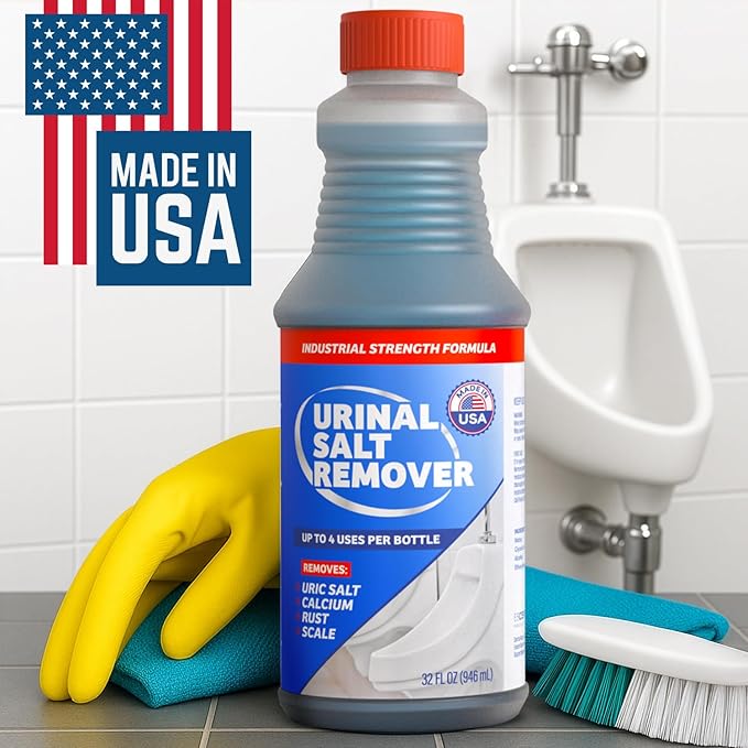 Commercial-Grade Urinal Salt Remover – Made in the USA – Odor Neutralizing Urinal Cleaner for Salt, Calcium, Rust and Scale Build-Up – Safe For All Plumbing – 32 fl oz