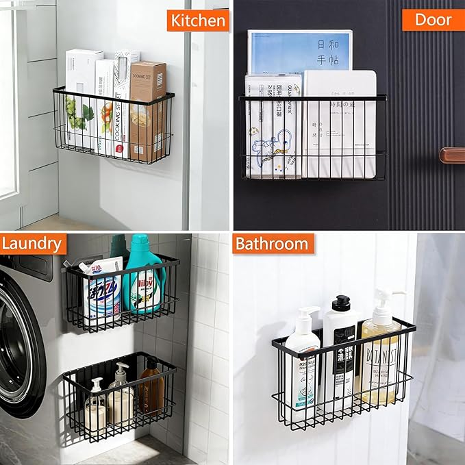 Magnetic Storage Shelf 2 Pack, Magnetic Dryer Balls Holder & Magnetic Spice Basket for Refrigerator, Multipurpose Fridge Organizer for Kitchen Laundry Room Organization