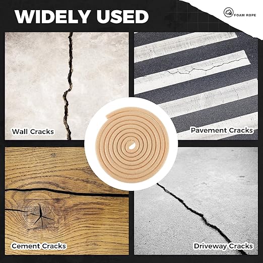 1/2 Inch x 100 ft Foam Backer Rod for Gaps Joints Concrete Crack Filler Caulk Saver Bulk Foam Backing Rod Concrete Filler Rope for Weather Stripping Door Seal (Sandy)