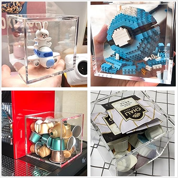 Large Acrylic Storage Box Coffee Pod Holder Clear Acrylic Hinged Lid Box Organizers Accessories Anti Dust Durable Clear Acrylic Box for House and Office Use, Transparent Box