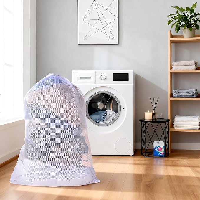 Mesh Laundry Bags, 23"x 34" Extra Large Travel Laundry Bags Heavy Duty, Washable Mesh Net Bag for Laundrys, Dorm, Hamper