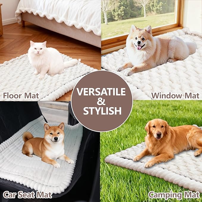 Waterproof Couch Cover for Dogs Washable,Non Slip Fuzzy Durable Couch Covers for 3 Cushion Sofa Pet Friendly Sofa Cover Dog Thick Soft Slipcovers Protector Couches Mat Bed (Beige, 27.6" x 82.7")