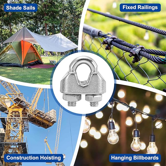 MECCANIXITY 120Pcs Wire Rope Cable Clip Clamps 1/8 Inch M3 Small 304 Stainless Steel U Bolt Saddle Fasteners Hardware for Secure Rigging Marine Guy Line Fence Clothesline, Silver