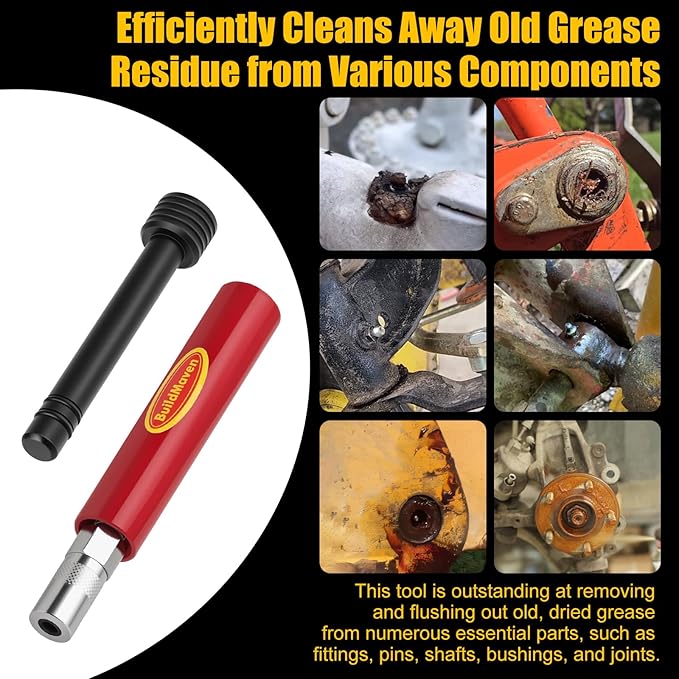 Grease Fitting Cleaning Tool -Grease Zerk Cleaner, Zerk Fitting Cleaning Tool, Remove Old Dried Grease from Fittings, Pins, Shafts, Bushings, and Joints (Red)