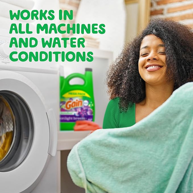 Gain Liquid Laundry Detergent with Odor Defense, Moonlight Breeze Scent, 65 FL OZ x 2, 45 x 2 Loads, Liquid Detergent And Laundry Soap For HE Washing Machines