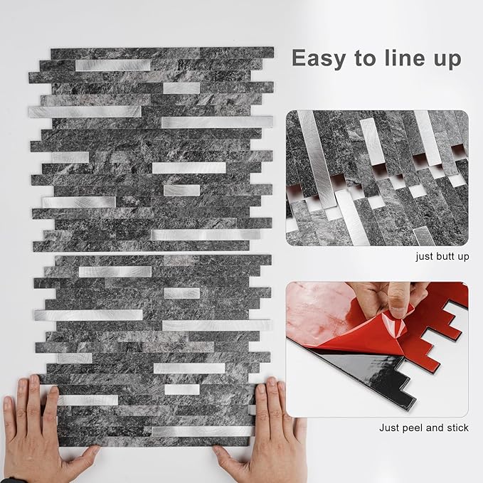 Peel and Stick Backsplash, 10-Sheet Peel and Stick Tiles PVC Wall Tile Stick on Backsplash for Kitchen