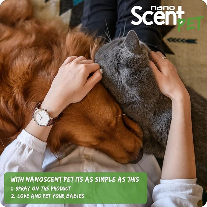 PET Odor Neutralizing Pet Freshening Spray, Nano-Activated, 98% Natural, Alcohol-Free Grooming Spray for Dogs, Cats & Fabrics, Long-Lasting Touch-Release Fragrance - Spring Mist (200mL)