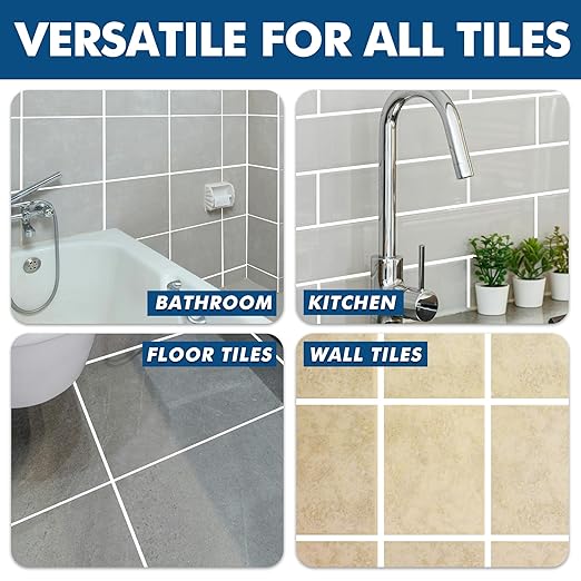 Tile Grout Repair Kit, 2 Pack Grout Filler - Fast-Drying Grout Paint, Restore & Refresh Tile Joints for Bathroom, Shower, Kitchen & Floor Tiles - Grey