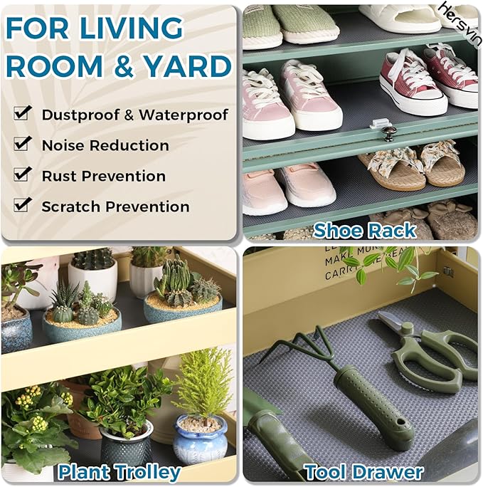 Hersvin Shelf Liners, 20in x 20ft Kitchen Drawer Mats, Non-Adhesive EVA Cupboard Protector, Cabinet Lining (Dark Gray/Dot)