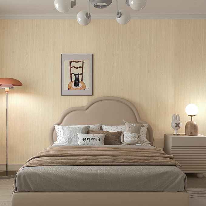BOMENG Large White Oak Wood Wallpaper Light Oak Contact Paper Peel and Stick Countertops for Kitchen Beige Wood Wallpaper 48"x118" Faux Wood Grain Wall Paper for Cabinets Drawes Liner Walls Desk