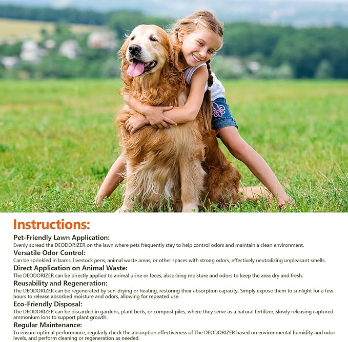 USKICH Backyard Deodorizer,48 lbs Yard Odor Eliminator,Eliminates Stool & Urine Odor on Potty Patches,Artificial Turf,Grass,Lawns,Patios,Concrete&Playgrounds-Cat Litter Box Odor Eliminator&Freshener