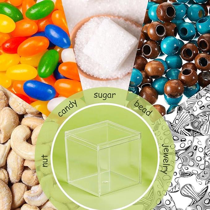 Blulu 8 Pcs Clear Acrylic Box with Lid Plastic Jewelry Mini Storage Box Mini Cube Containers for Candy and Tiny Jewelry Easter Party Favor(4.72 x 4.72 x 4.72 Inch,Classic Style)
