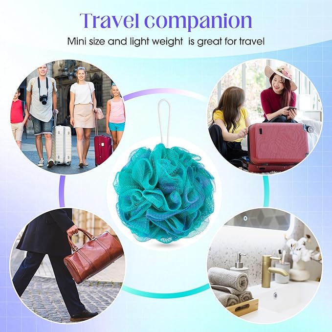 Sunnyray 100 Pcs Loofahs Bulk Bath Sponge Shower Luffas Exfoliating Body Scrubber Packs Soft Mesh Loofahs Balls Travel Cleaning Wash Puff Bathing Accessories for Women Men, 20g (Mixedcolor)