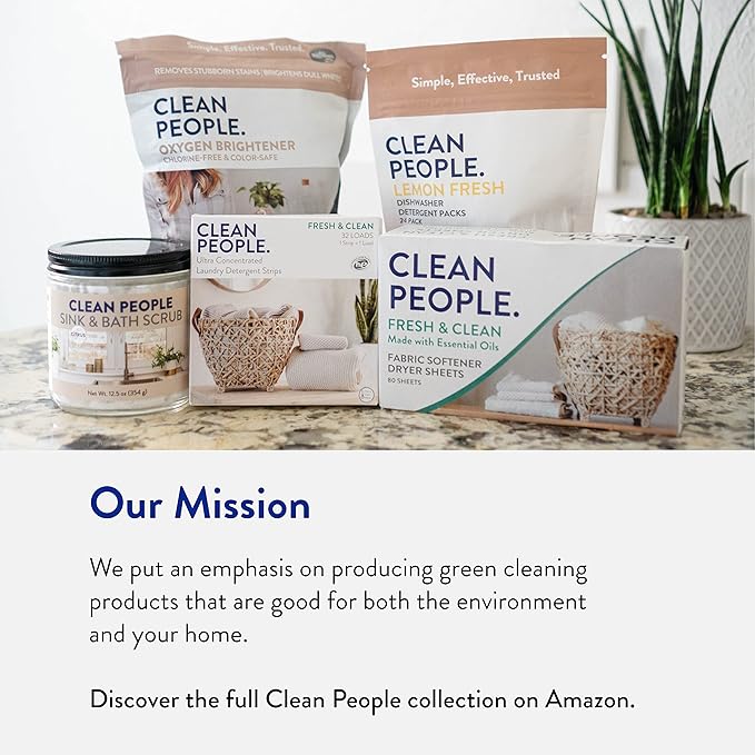 Clean People Ultra Concentrated Laundry Detergent Sheets 96 count & Fabric Softener Dryer Sheets 120 count