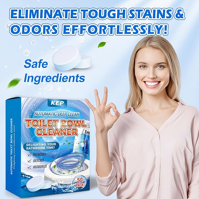 Automatic Toilet Bowl Cleaner-Deep Cleaning Bleach Tablets, Descale & Deodorize, Fresh Scent, Septic Safe–toilet tank tablets easy to use .Delight Your Bathroom Time!(50 Pack) Long-Lasting recommend
