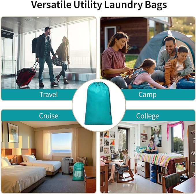 F-color Travel Laundry Bags - Cruise Essentials 2026 Washable Large Dirty Clothes Organizer Pouch 24 x 36 Inch for Cruise Ship Cabin, Summer Camp & College Dorm Hamper Liner, Blue