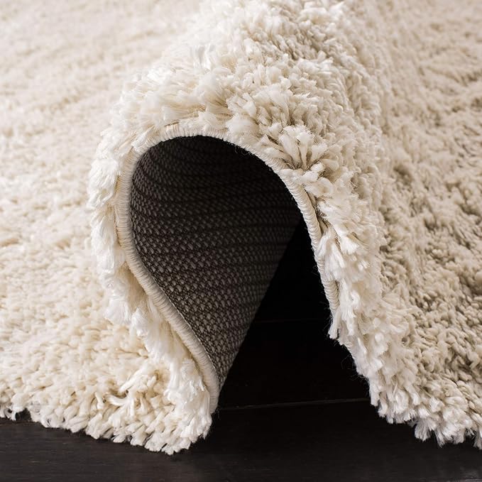 SAFAVIEH Fontana Shag Collection Runner Rug - 2'3" x 10', Creme, Solid Design, Non-Shedding & Easy Care, 2-inch Thick Ideal for High Traffic Areas in Living Room, Bedroom (FNT800B)